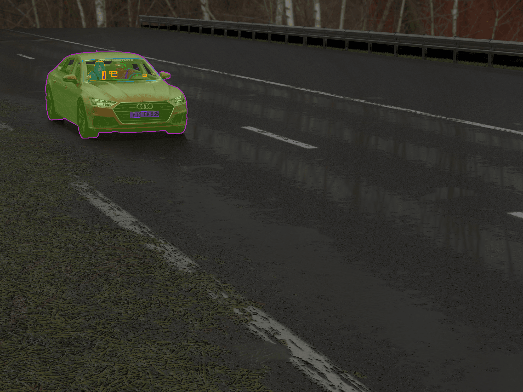 Contours of a vehicle in a restricted area