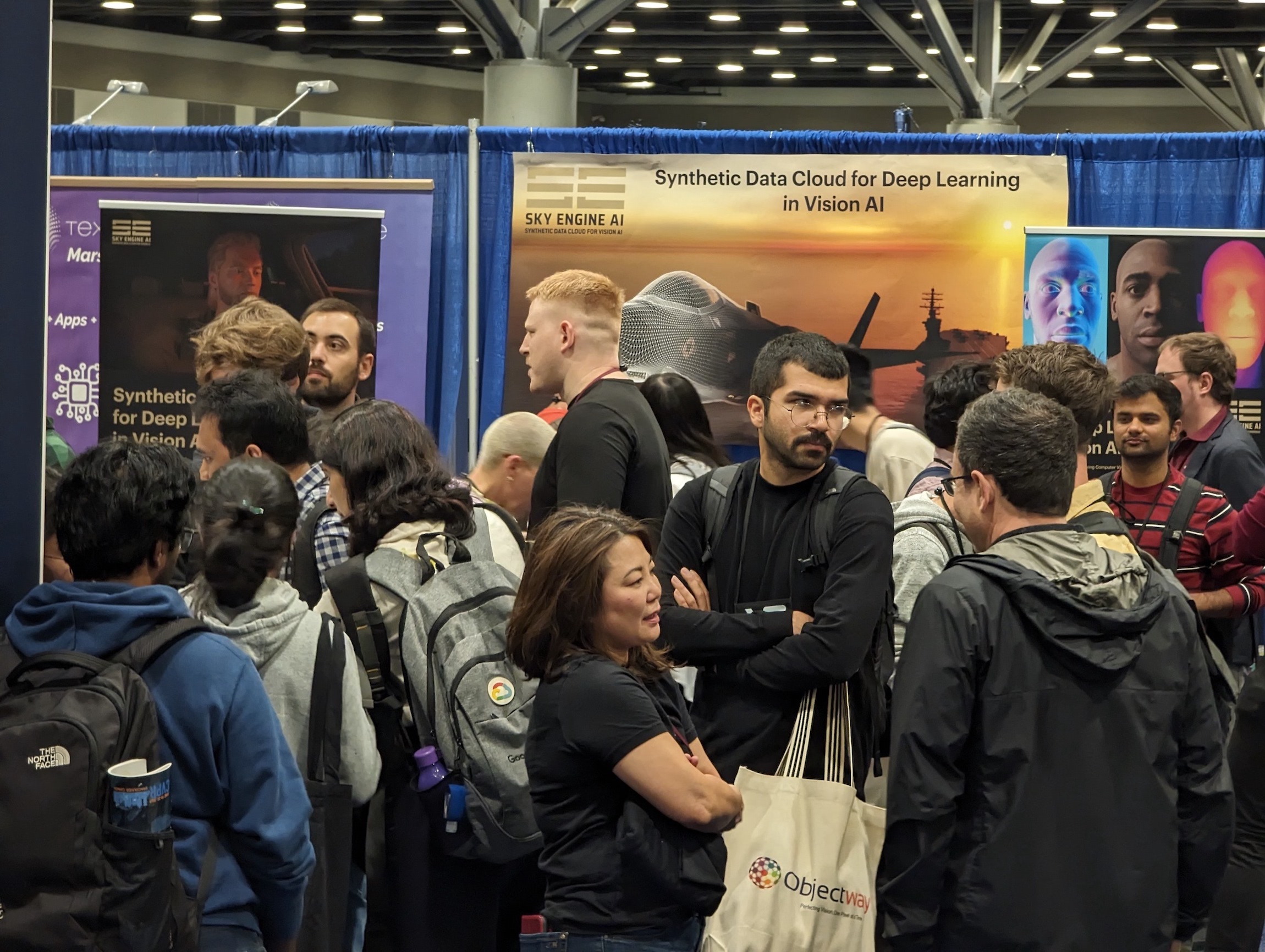 SKY ENGINE AI crowded booth at CVPR conference 2023 in Vancouver, Canada