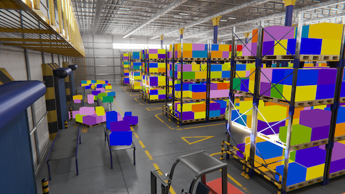 Unlocking accurate warehousing and inventorying solutions with AI training in virtual environments and synthetically generated data